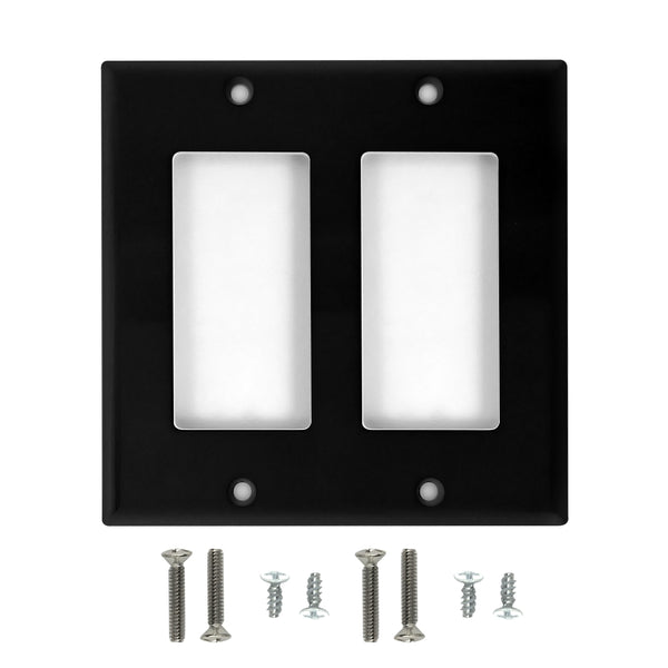 Decora Double Gang Wall Plate - Black