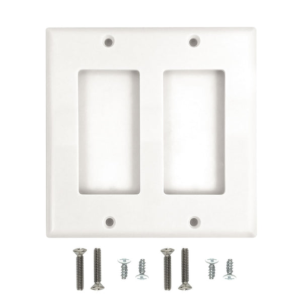 Decora Double Gang Wall Plate - White