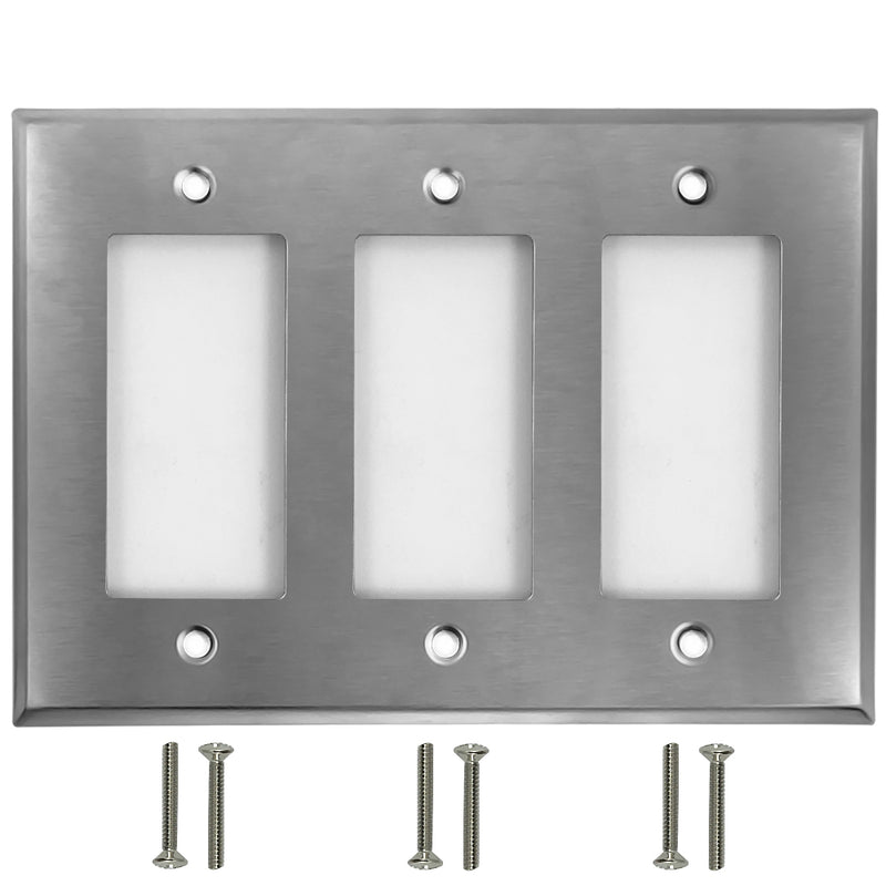 Decora Triple Gang Wall Plate - Stainless Steel