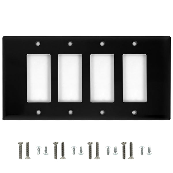 Decora Four Gang Wall Plate - Black