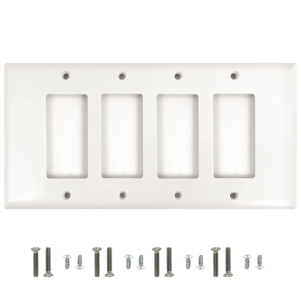 Decora Four Gang Wall Plate - White