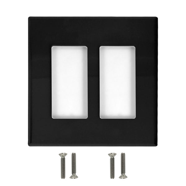 Decora Double Gang Screw-Less Wall Plate - Black