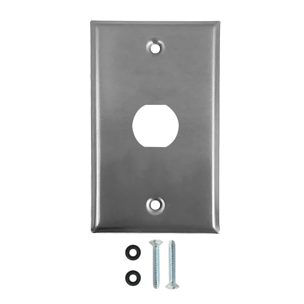 Single Gang Wall Plate 1x Ethernet Bulkhead Hole IP44 Rated - Stainless Steel