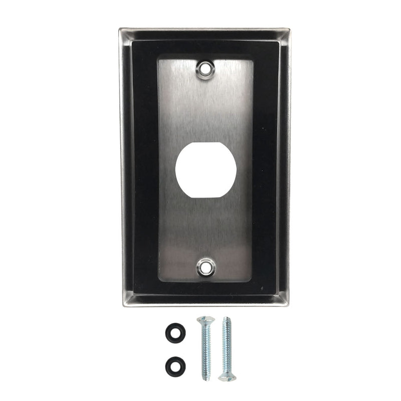 Single Gang Wall Plate 1x Ethernet Bulkhead Hole IP44 Rated - Stainless Steel