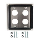 Double Gang - 4x Ethernet Bulkhead Hole - IP44 Rated - Stainless Steel Wall Plate