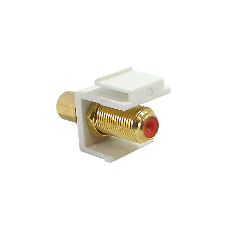RCA to F-Type Female Keystone Wall Plate Insert, Gold Plated - Red