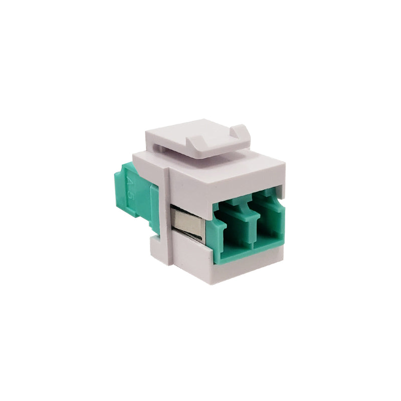 Lc50 Insert LC/LC Keystone Wall Plate Insert White- Multimode OM3/4 Duplex - Aqua