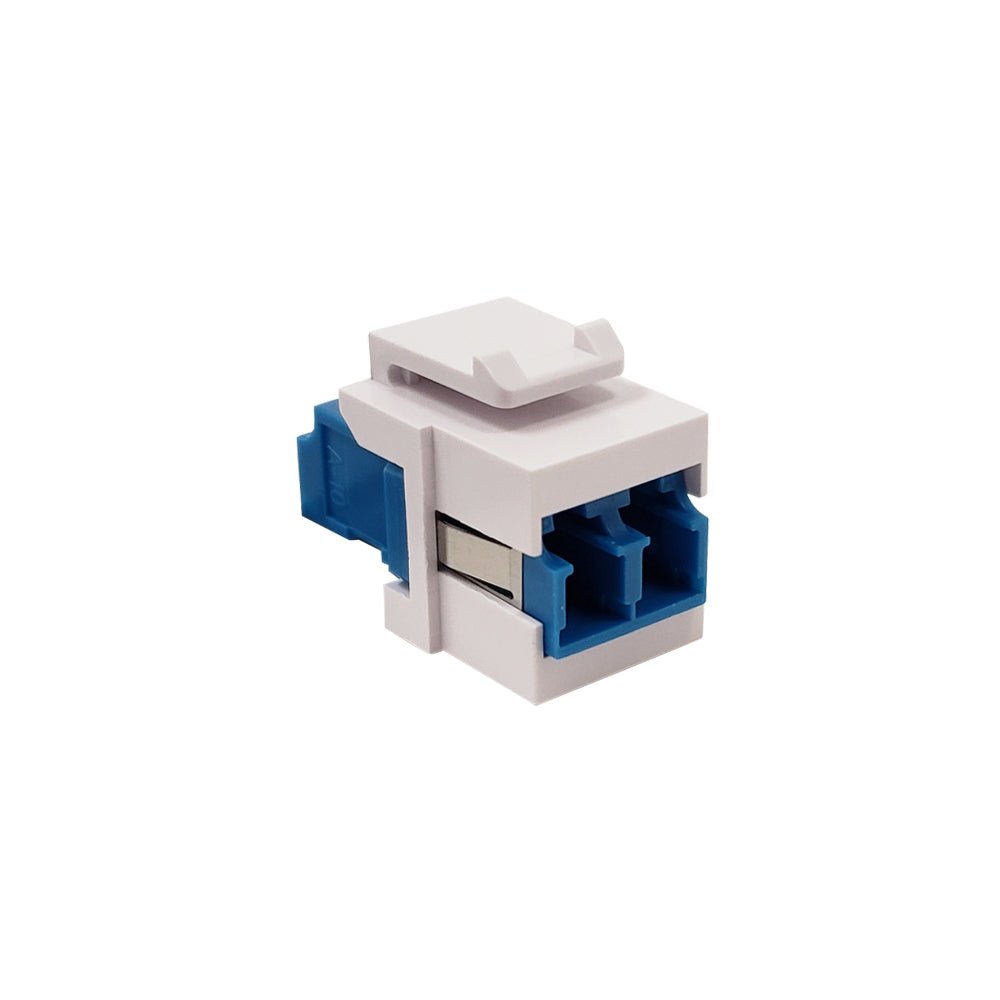Lc50 Insert LC/LC Keystone Wall Plate Insert White- Singlemode UPC Duplex - Blue