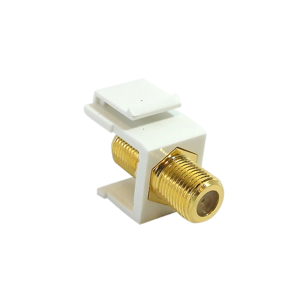 F-Type Female/Female Keystone Wall Plate Insert, Gold Plated (1Ghz Insert)
