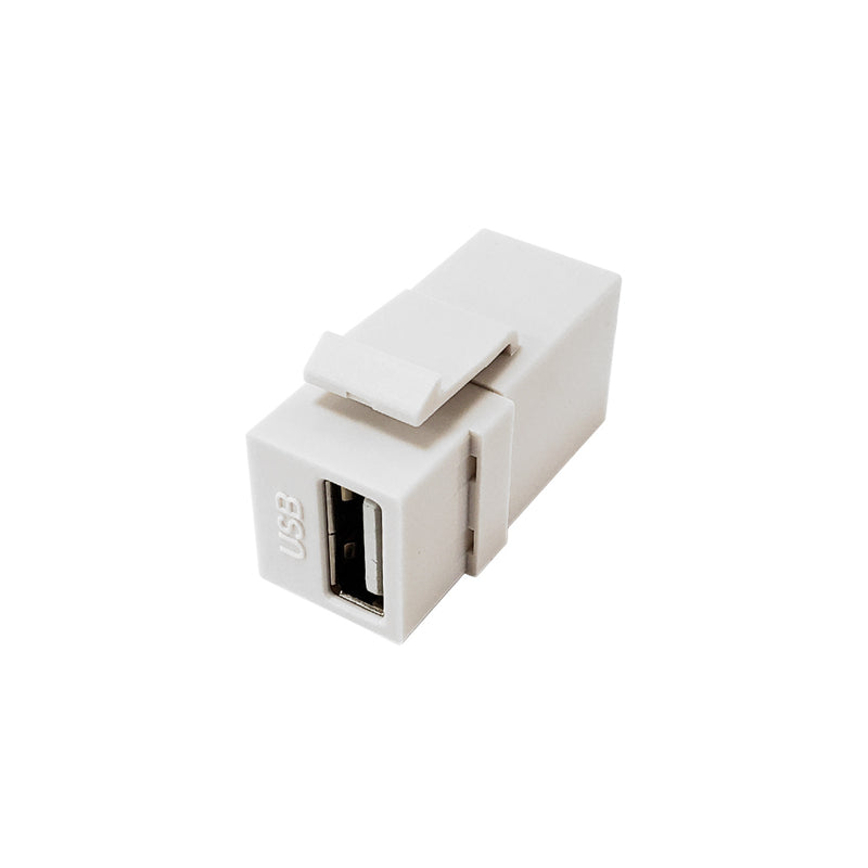 USB A/A Keystone Wall Plate Insert - White