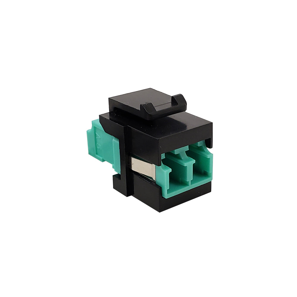 Lc50 Insert LC/LC Keystone Wall Plate Insert Black- Multimode OM3/4 Duplex - Aqua