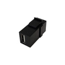 USB 2.0 A/A Keystone Wall Plate Insert - Black