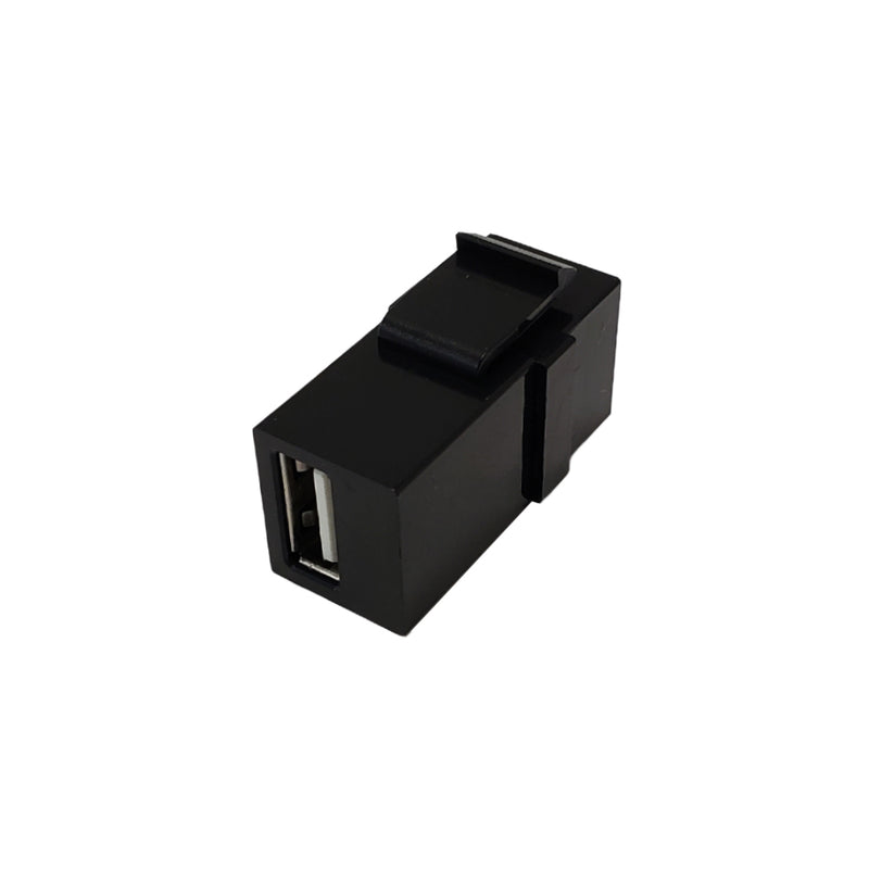 USB 2.0 A/A Keystone Wall Plate Insert - Black