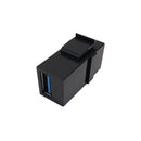 USB 3.0 A/A Keystone Wall Plate Insert - Black