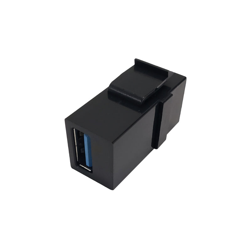 USB A/A Keystone Wall Plate Insert 3.0 - Black