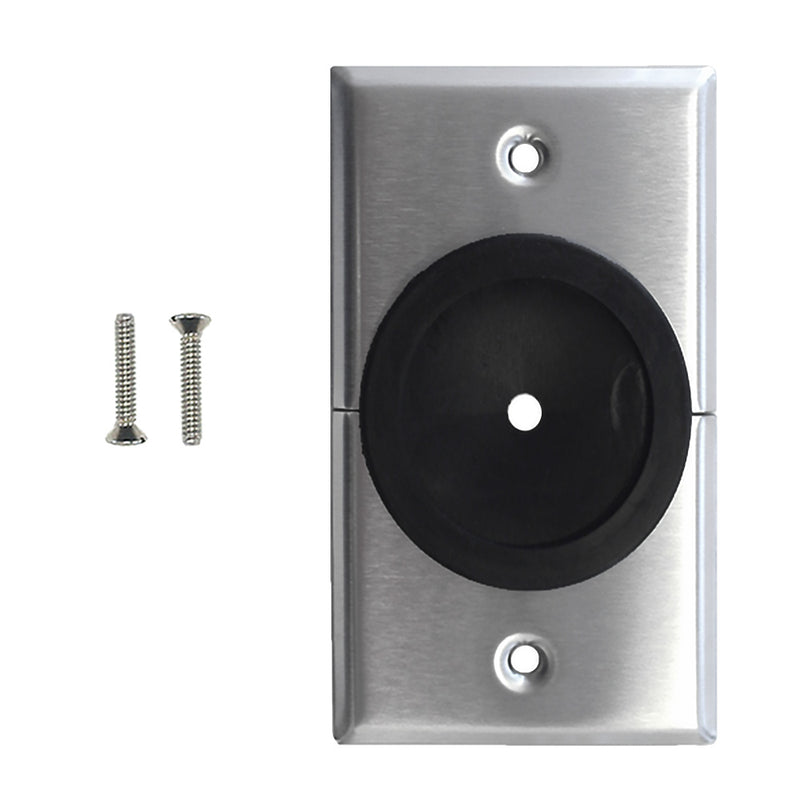 Cable Pass-through Wall Plate, Removable Bottom, Single Gang Stainless Steel - Split