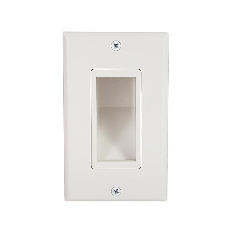 Cable Pass-Through Plate with built-in Wall Clip Single Gang - White