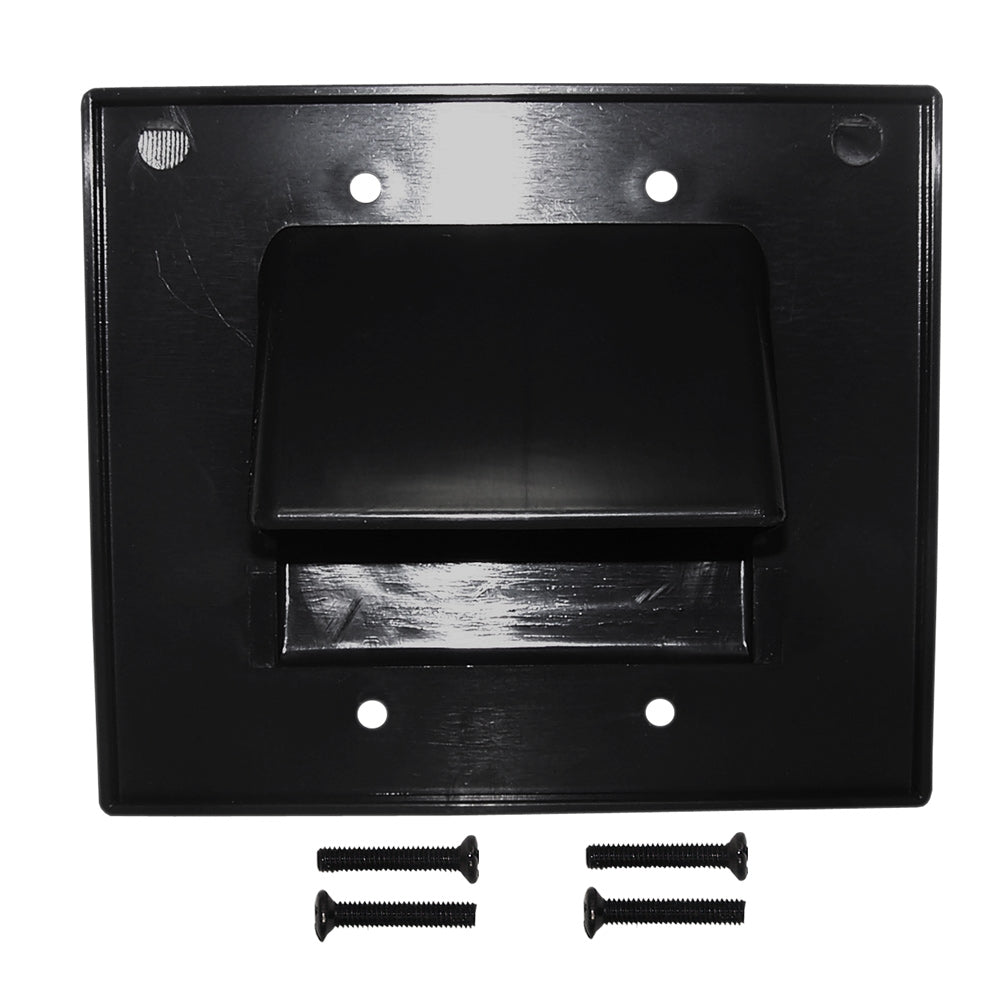 Cable Pass-through Wall Plate, Double Gang - Black