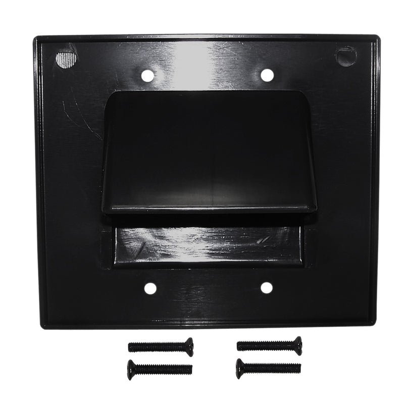 Cable Pass-through Wall Plate, Double Gang - Black