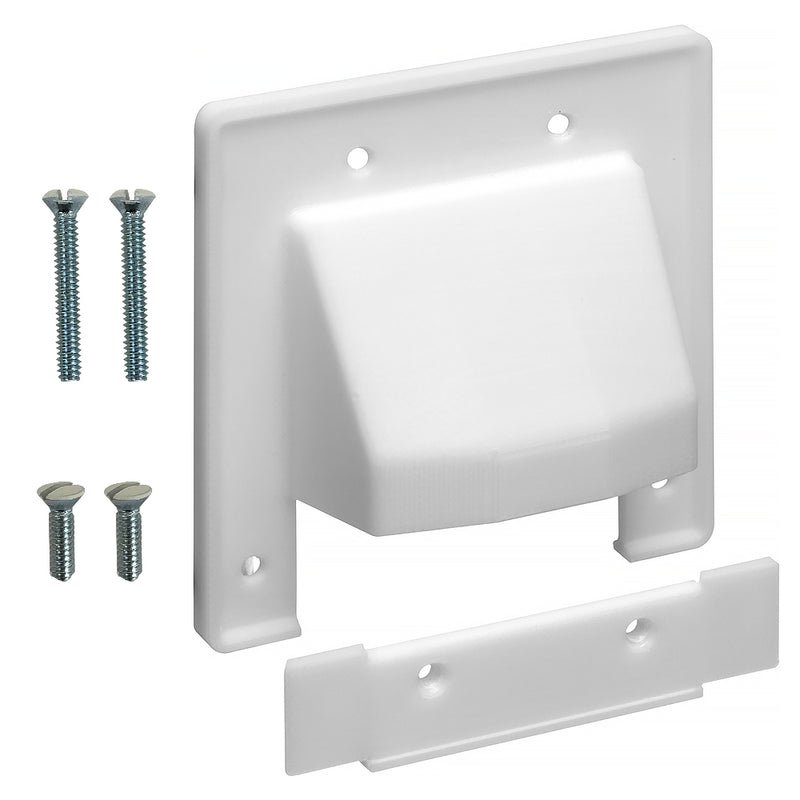 Cable Pass-through Wall Plate, Removable Bottom, Double Gang - White