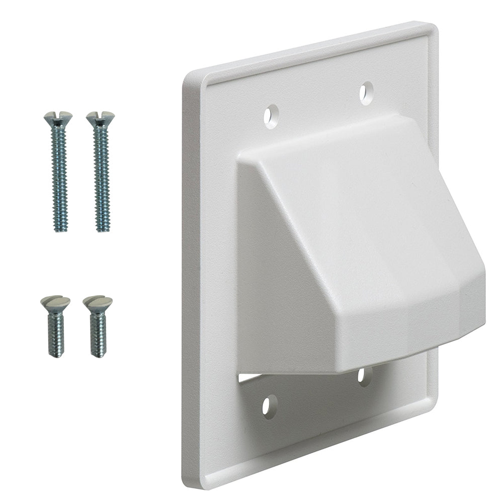 Cable Pass-through Wall Plate, Double Gang Reversible - White