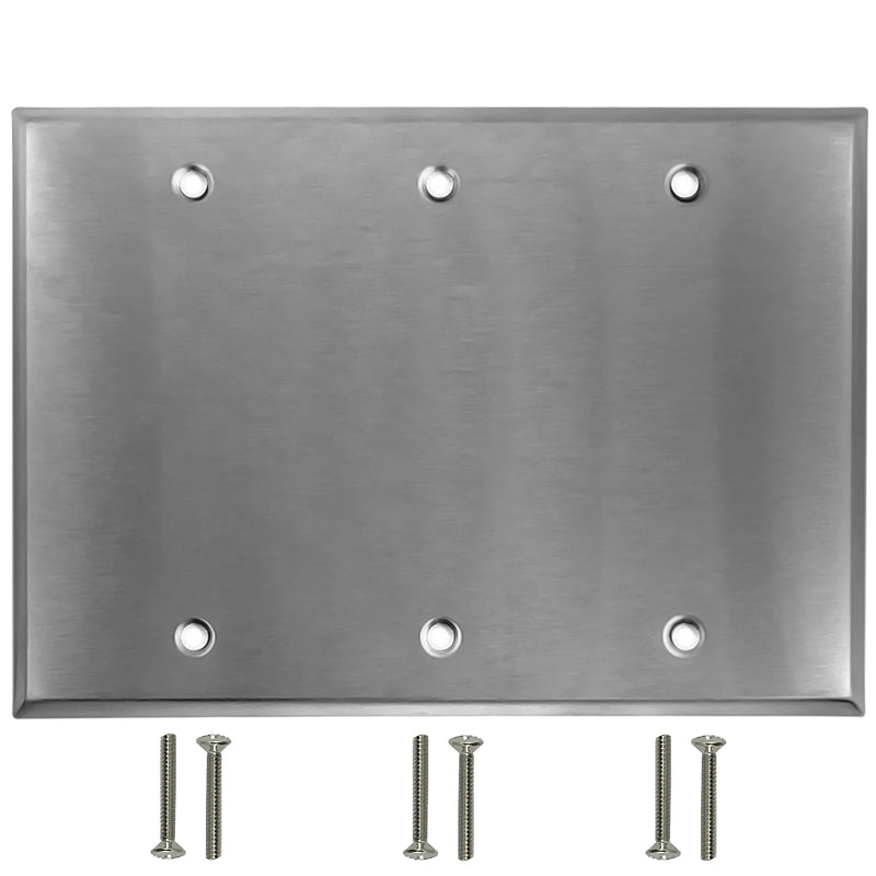 Triple Gang Stainless Steel Wall Plate - Solid