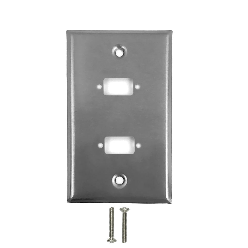 Single Gang - 2x ICDB Cutout - Stainless Steel Wall Plate
