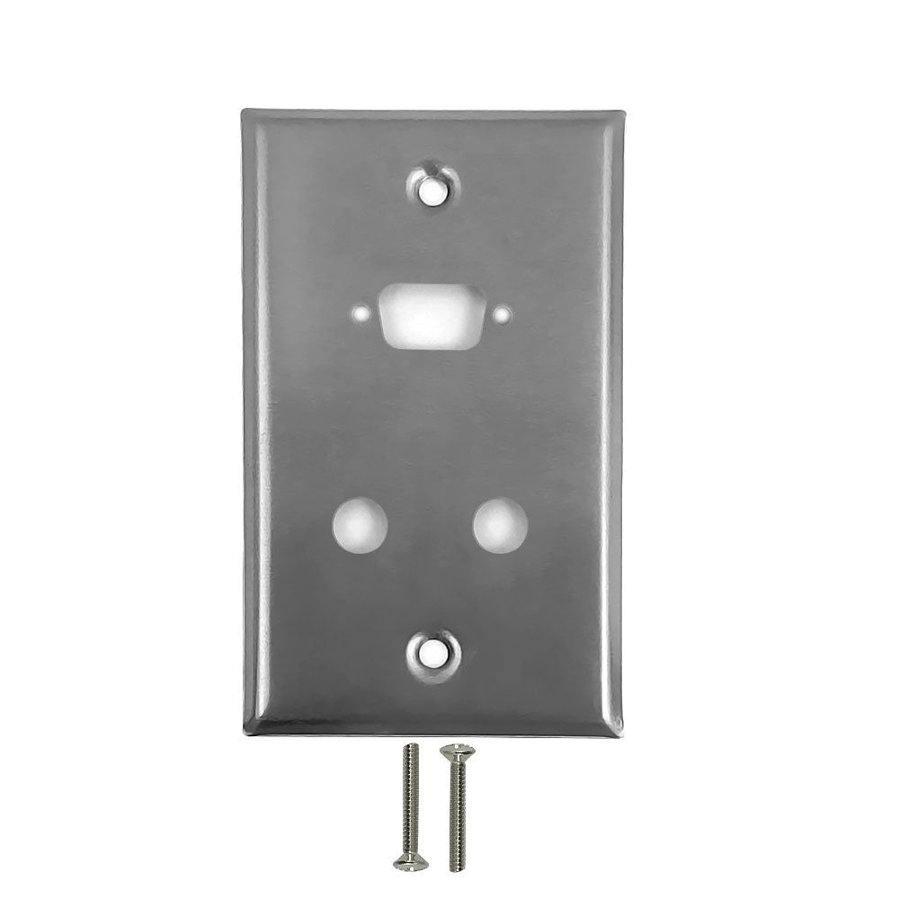Single Gang - 1x ICDB Cutout - 2x 3/8 inch Hole - Stainless Steel Wall Plate