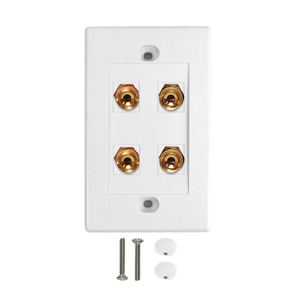 2 Pair Banana Clip Wall Plate Kit - White