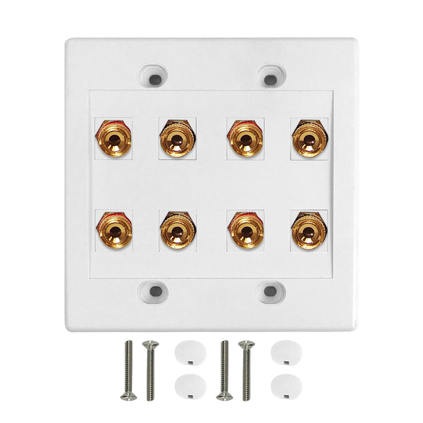 4 Pair Banana Clip Wall Plate Kit - White