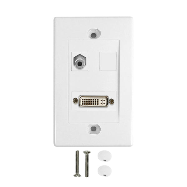 DVI + 1-Port 3.5mm Wall Plate Kit - White