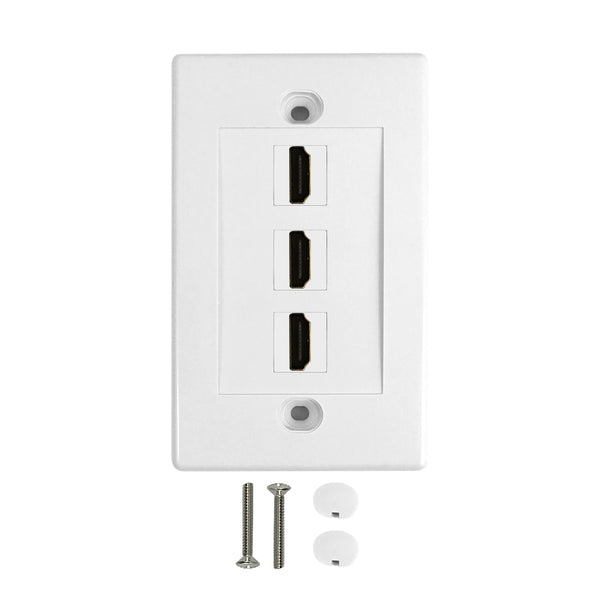 3-Port HDMI Wall Plate Kit - White