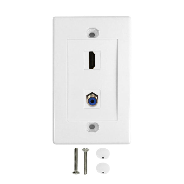 HDMI + 1-Port Digi-Coax Wall Plate Kit - White