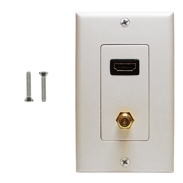 HDMI + 1-Port F-Type Wall Plate Kit Decora White