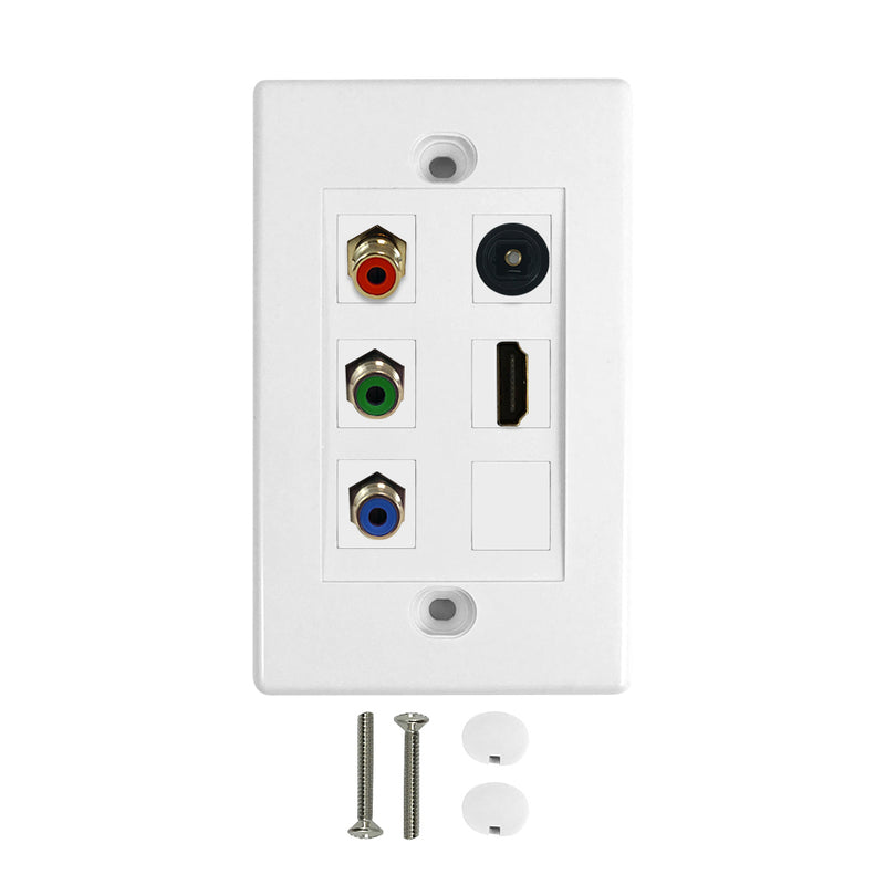 Component HDMI + Toslink Wall Plate Kit - White