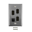 Single Gang SS Wall Plate Kit (3x HDMI, 1x CAT6)