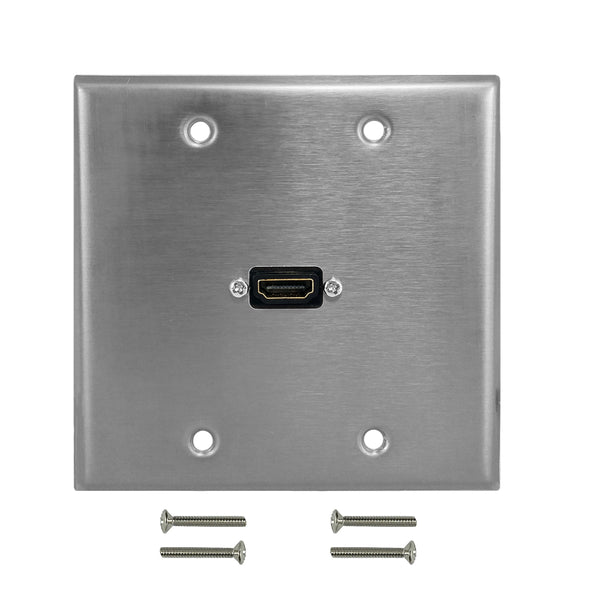HDMI Double Gang Wall Plate Kit - Stainless Steel
