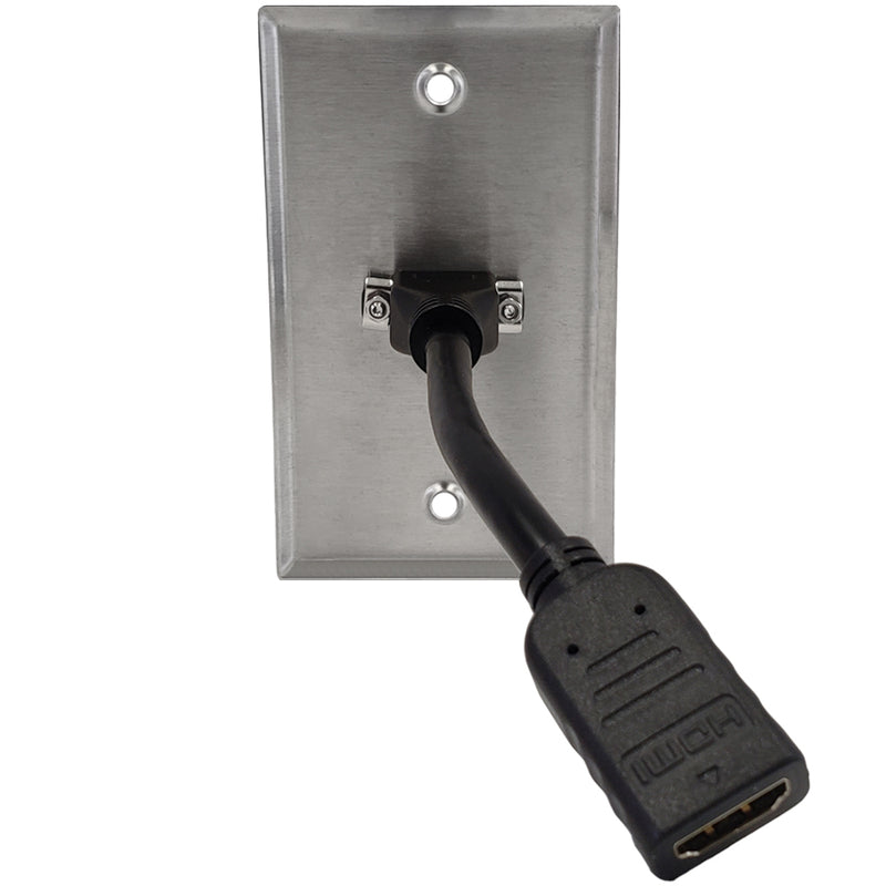 1-Port HDMI Wall Plate Kit - Stainless Steel