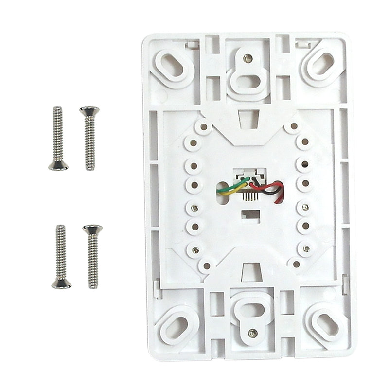 1-Port Telephone Wall Plate with Hanging Hooks Screw Terminal - White