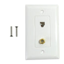 Single gang decora style 1x coax 1x telephone wall plate 6P4C - White