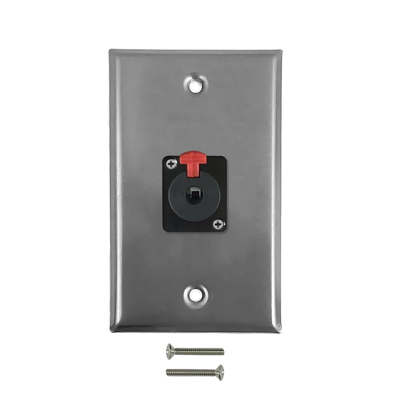 1x TRS Locking Female Single Gang SS Wall Plate Kit - Stainless Steel