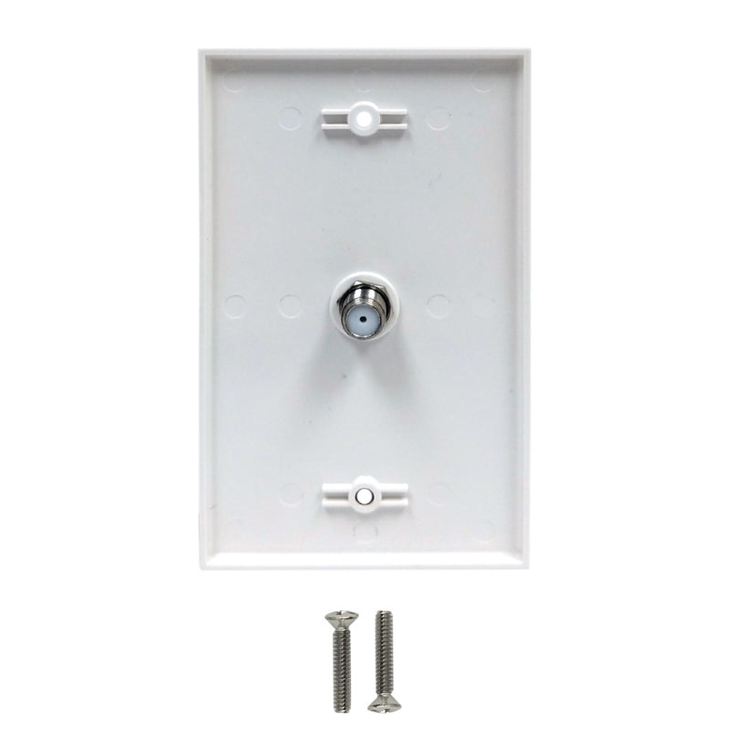 Single Gang Coax Wall Plate - White