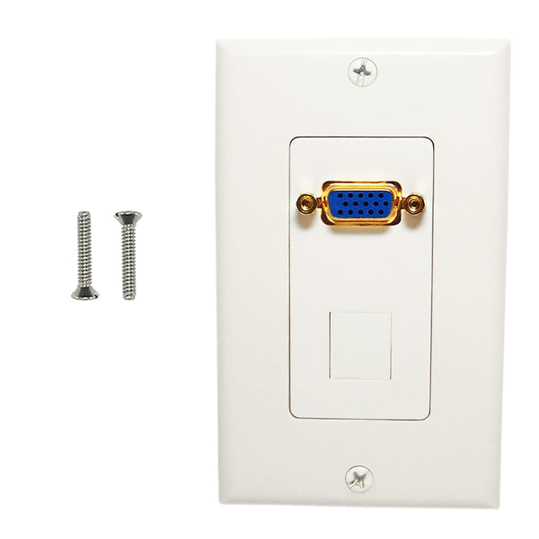 1-Port VGA Wall Plate Kit Decora White with 1x Keystone Hole