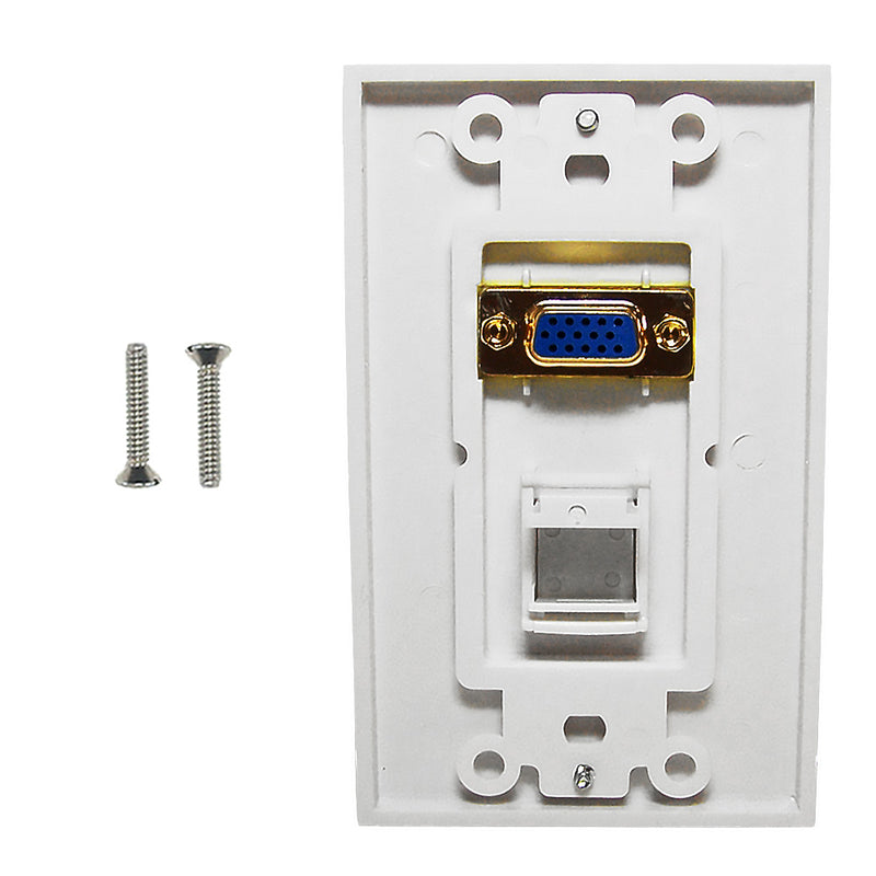 1-Port VGA Wall Plate Kit Decora White with 1x Keystone Hole