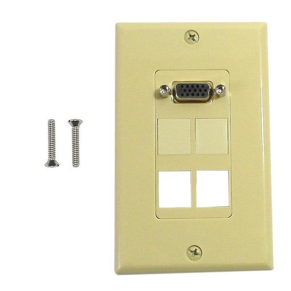 1-Port VGA Wall Plate Kit Decora Ivory with 4x Keystone inserts