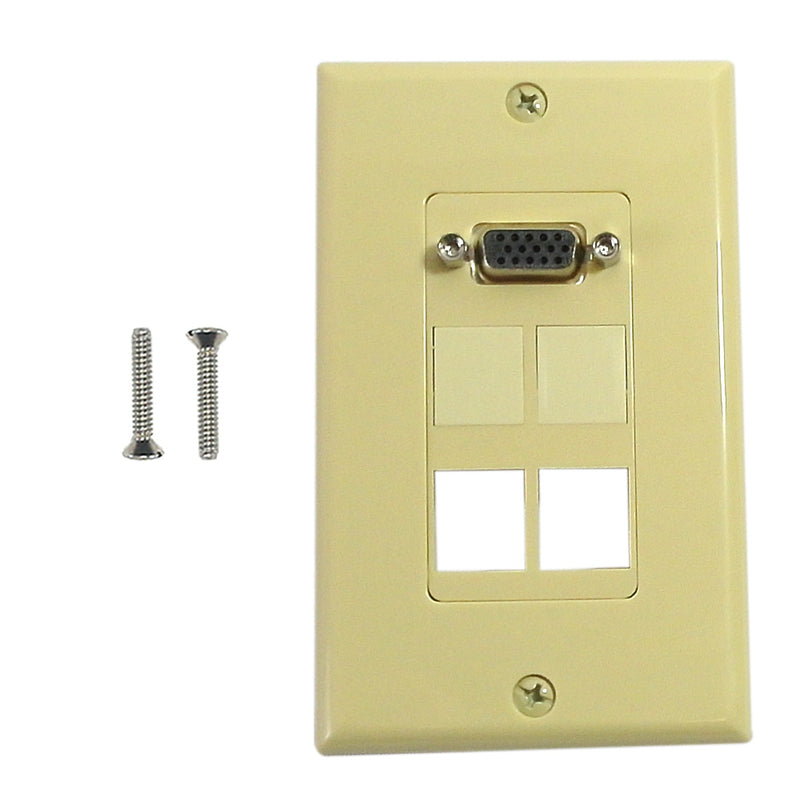1-Port VGA Wall Plate Kit Decora Ivory with 4x Keystone inserts