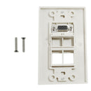 1-Port VGA Wall Plate Kit Decora White (with 4x Keystone inserts)
