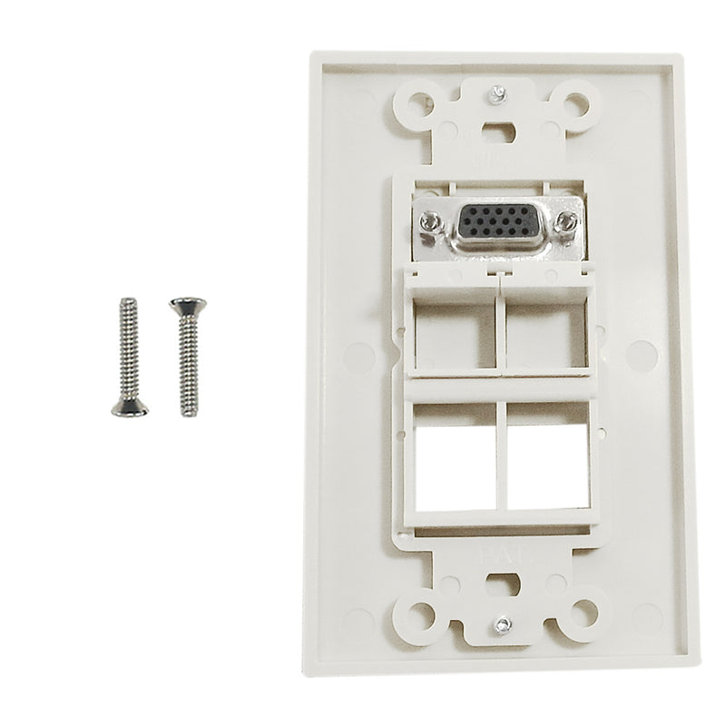 1-Port VGA Wall Plate Kit Decora White with 4x Keystone inserts