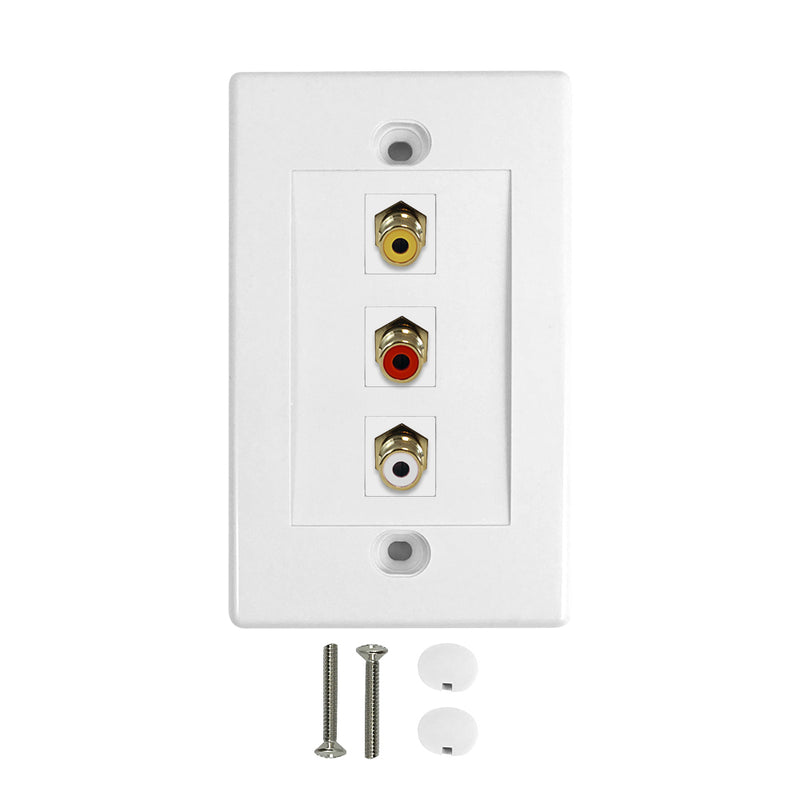 Composite + Left/Right Audio Wall Plate Kit - White