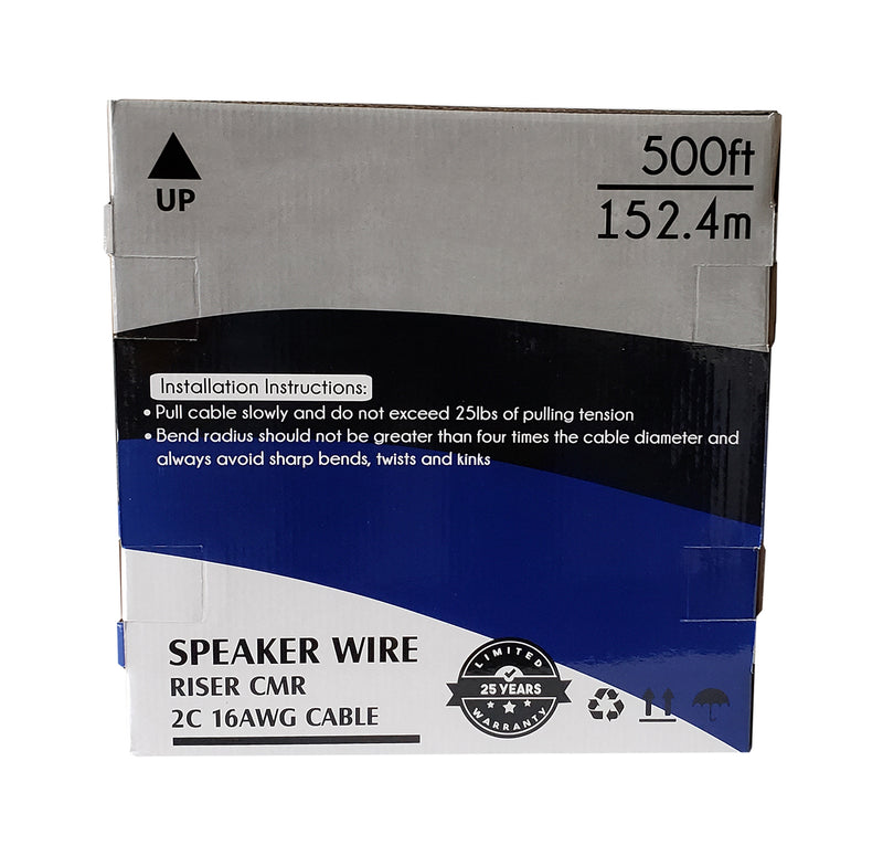 500ft 2C 16AWG In-Wall Bulk Speaker Cable CMR